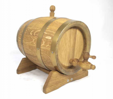 Oak  barrels  with golden color hoops