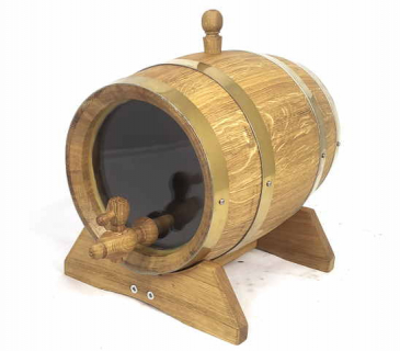 Observation oak barrel with glass heads 3-10 L