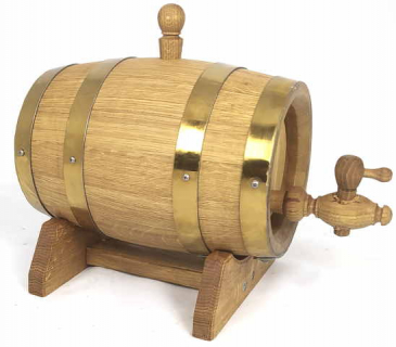 Oak  barrels  with golden color hoops