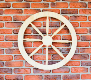 Wooden cart wheel for decoration