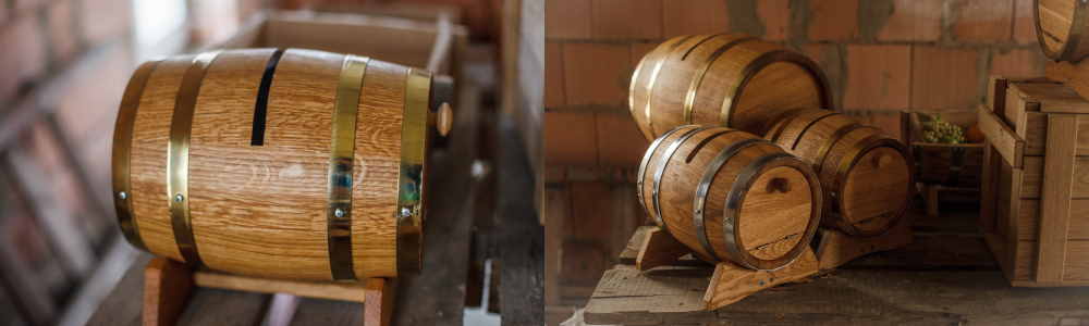 Bespoke wooden wedding card holders barrels