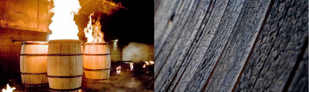 Oak barrels charring