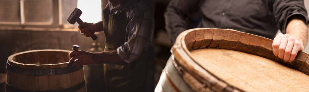 Wooden barrels hoops